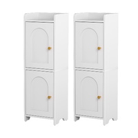 Artiss 2x 2-Tier Bathroom Storage Cabinet Toilet Organizer White