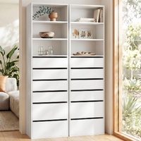 Artiss 2x Chest of 6 Drawers Tallboy Cabinet Adjustable Shelf White