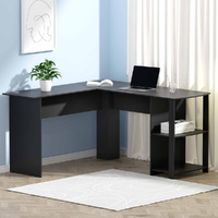 Artiss 136cm L-Shape Computer Desk Shelf Black