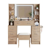 Artiss Dressing Table Vanity Desk with LED Charging Station Wood