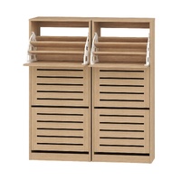 Artiss 2x Shoe Cabinet Storage Organiser 3 Flip Drawer Pine