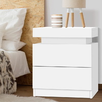 Artiss COLEY Bedside Table 2 Drawer White Lift-up