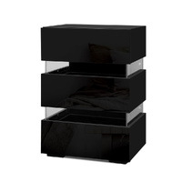 Artiss LUMI LED Bedside Table 3 Drawers Black
