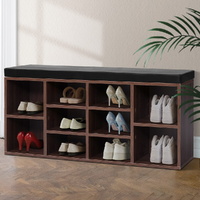 Artiss Shoe Rack Bench Cabinet 10 Cubes Walnut Storage