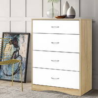 Artiss 4 Drawer Chest White & Wood Burl Bedroom Storage