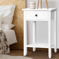 Artiss BOWIE Bedside Table 1 Drawer Shelf White