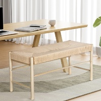 Artiss Dining Bench 100cm Wooden Paper Rope Seat