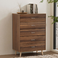 Artiss 5 Drawer Chest MIRI Walnut
