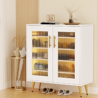 Artiss 5-Tier Shoe Rack 20 Pairs Storage with LED Light White