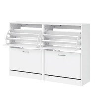 Artiss 2x Shoe Cabinet Storage Organiser 2 Flip Drawer White