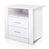 Artiss Bedside Table 2 Drawers Shelf White TARA