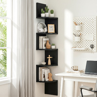 Artiss Wall Shelf Floating Corner Bookshelf 5-Tier Black
