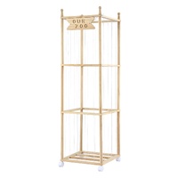 Keezi Stuffed Animal Storage Wooden Toy Cage with Wheels