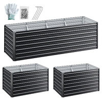 Green Fingers 2-in-1 Raised Garden Bed Kit, 240cm/120cm| 77cm Extra Deep Ergonomic Planter Box | Protect Your Back | Galvanised Steel Vegetable Flower