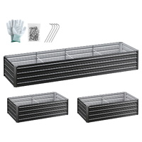 Green Fingers 2-in-1 Raised Garden Bed Kit 45cm Professional Depth Ergonomic 240cm Large Metal Planter Box | Easier Access Veggie Patch | Rust-Proof G