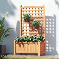 Green Fingers Garden Bed 64x35x115cm Wooden Raised Planter with Trellis