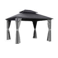 Instahut Gazebo 3x3.65m Steel Frame Canopy with Curtains Grey