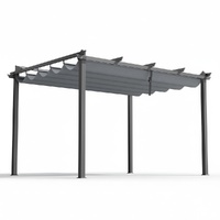 Instahut Pergola Gazebo 3x4m Aluminium Adjustable Canopy Grey