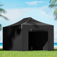 Instahut Pop Up Gazebo 3x4.5m Folding Tent 500D Oxford Black