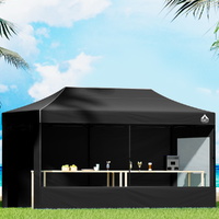 Instahut 3x6m Pop Up Gazebo Folding Marquee Tent Black
