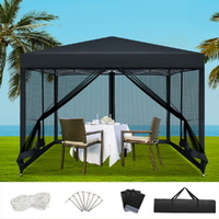 Instahut 3x3m Pop Up Marquee Gazebo Mesh Wall Wedding Black