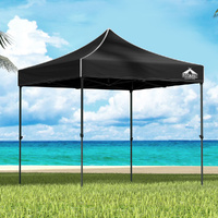 Instahut 3x3m Pop Up Gazebo Folding Marquee Wedding Canopy Black