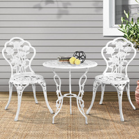 Gardeon 3PC Cast Aluminium Outdoor Bistro Set Rose White