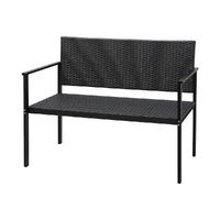 Gardeon Outdoor Rattan Garden Bench Seat - Steel Patio Grey