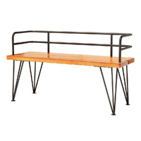 Gardeon Outdoor Garden Bench Seat 122cm Wooden Steel 3 Seater Teak