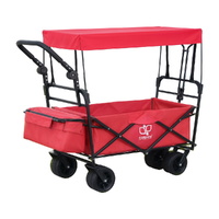 Gardeon Garden Cart with Removable Canopy 120kg Folding Red