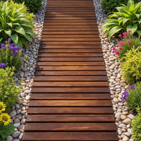 Gardeon 8ft Wooden Garden Pathway Roll-Out Straight Charcoal