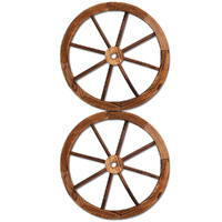 Gardeon 2x Wooden Wagon Wheel Garden Ornament Set