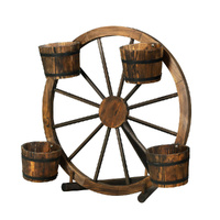 Gardeon 80cm Wooden Wagon Wheel Plant Stand Ornament
