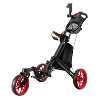 Everfit Golf Buggy 3 Wheel Swivel Folding Trolley Umbrella Stand Red
