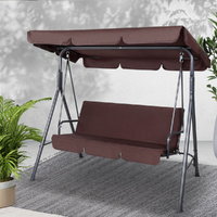 Gardeon Outdoor Swing Chair Canopy 3 Seater Brown