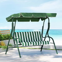 Gardeon 3 Seater Outdoor Swing Chair Canopy Bench Green White