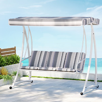Gardeon 3 Seater Outdoor Swing Chair Canopy Bench White Grey