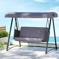 Gardeon 3 Seater Rattan Outdoor Swing Chair Canopy Grey