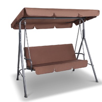 Gardeon 3 Seater Outdoor Swing Chair Canopy Bench Coffee