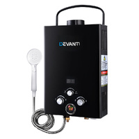 Devanti Portable Gas Water Heater 8L/Min with Pump LPG Black