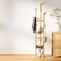 Artiss Bamboo Clothes Rack with 9 Hooks Coat Stand