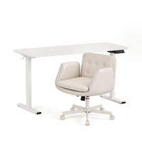 Artiss Criss Cross Chair with Wheels & Adjustable Armrests and Electric Standing Desk 140cm with Memory Presets, Ergonomic Cross Legged Chair and Offi