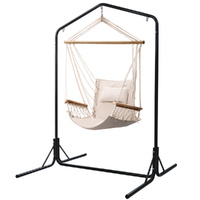 Gardeon Outdoor Hammock Chair with Stand Swing Cream