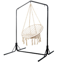 Gardeon Outdoor Hammock Chair Cotton Swing with Stand 124cm Cream