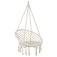 Gardeon Macrame Cotton Hammock Chair Outdoor Hanging Cream