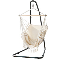 Gardeon Hammock Hanging Chair with Steel Stand Cream