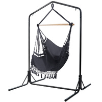 Gardeon Outdoor Hammock Chair with Stand Tassel Grey