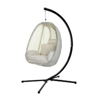 Gardeon Outdoor Egg Swing Chair Patio Furniture Foldable Canopy Cream