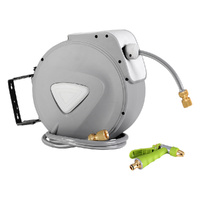 Green Fingers Water Hose Reel 20m Brass Auto Rewind Retractable