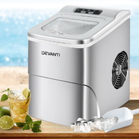 Devanti Portable 2L Ice Cube Maker - Benchtop Home Bar - Silver